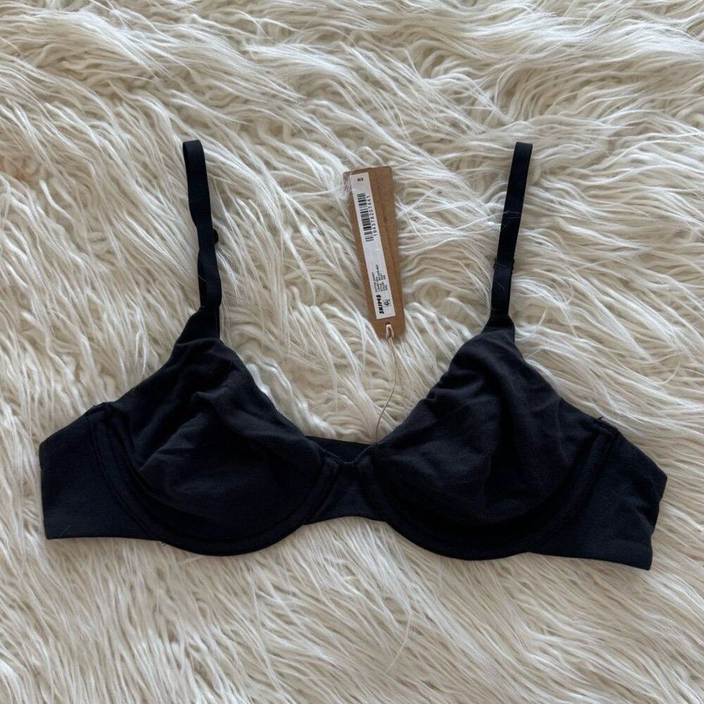 Skims Cotton Jersey T-Shirt Bra Soot Size 32C